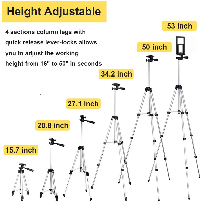 Tripod for ipad, MOCHUAN 53" Tripod for iPhone Camera Tablet, Lightweight Extendable Tripod Stand with Remote Shutter, Universal 2 in 1 Phone/Tablet Holder, for Smartphone, Tablet, Camera