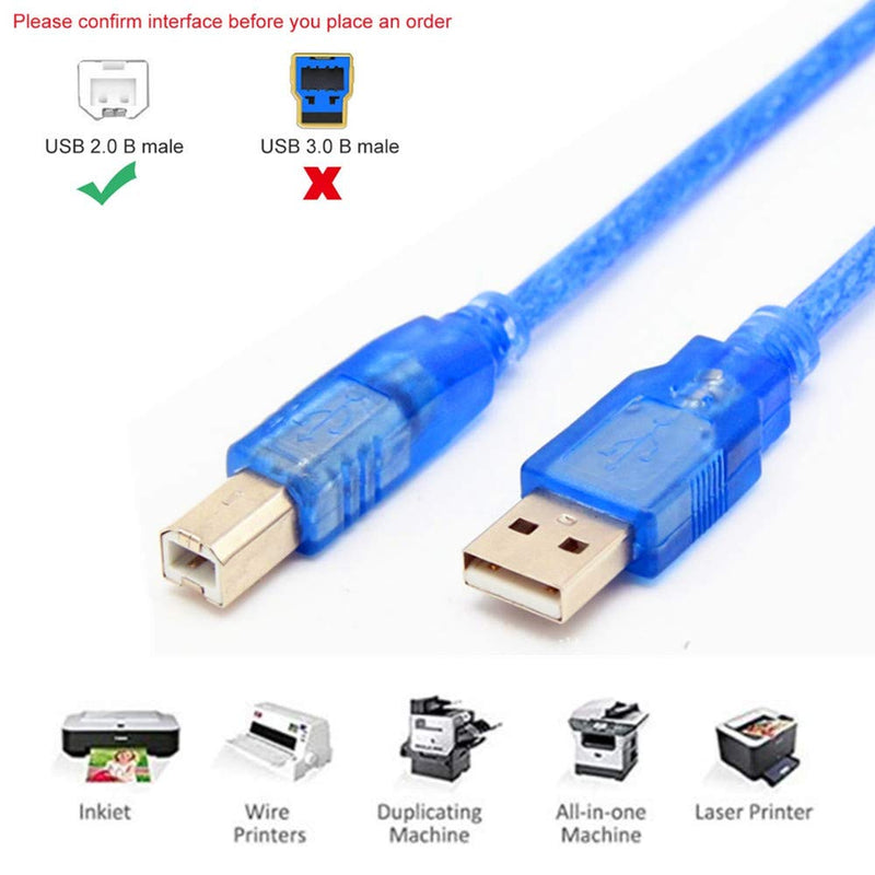 Printer Cable 5Ft + 1.5Ft, 2.0 Printer Scanner Cable Cord USB Type A Male to B Male High Speed for HP, Canon, Lexmark,Dell, Xerox, Samsung etc (1.5Ft&5Ft) 1.5Ft&5Ft