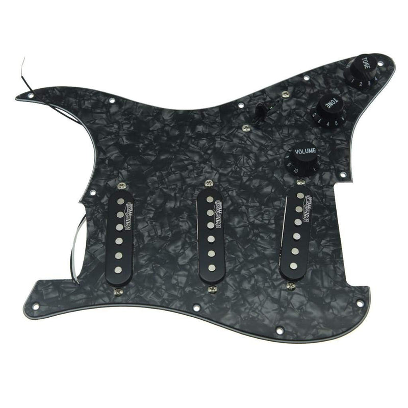 KAISH Black Pearl Loaded Electric Guitar Pickguard Prewired Pickguard with Wilkinson Pickups for Fender Strat Made In USA or Mexico