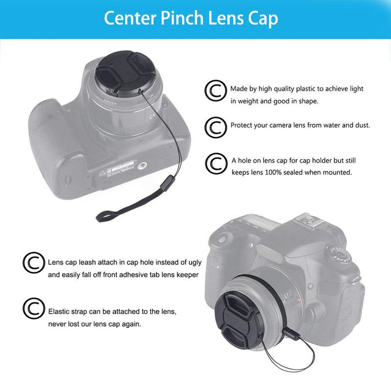 [AUSTRALIA] - Veatree 52mm Lens Hood Set, Collapsible Rubber Lens Hood with Filter Thread + Reversible Tulip Flower Lens Hood + Center Pinch Lens Cap + Microfiber Lens Cleaning Cloth 