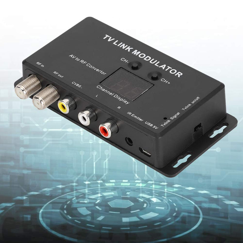 TV Link Modulator UHF Modulator, AV to RF Converter with Channel Display USB Plug and Play, Mini TM70 UHF Digital Modulator AV to RF Converter IR Extender Support PAL NTSC
