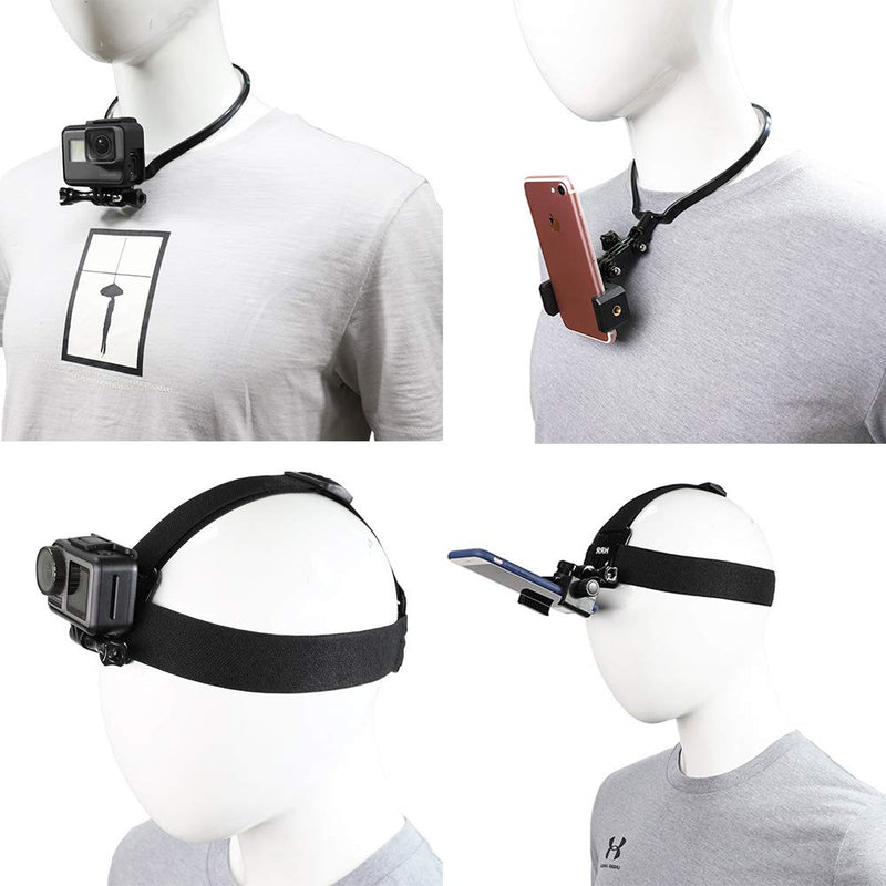 Pellking POV/Vlog Smartphone Head Strap Mount Selfie Neck Holder Mount Kit,Compatible with iPhone Samsung Smartphones,Hero 9, 8, 7, 6, 5, 4, 3, 2, 1, DJI Osmo Action