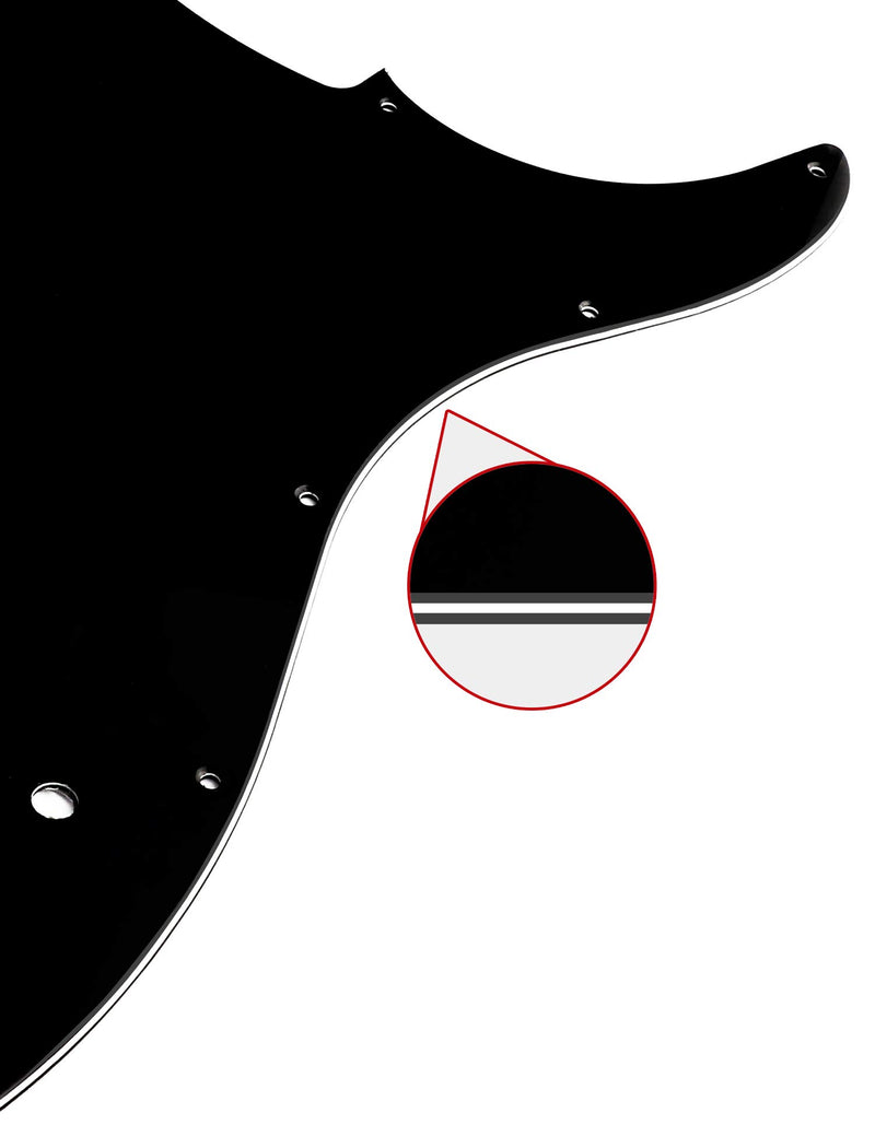 Metallor Electric Guitar Pickguard Scratch Plate 3 Ply 11 holes Compatible with Precision Bass PB Bass P Bass Black.