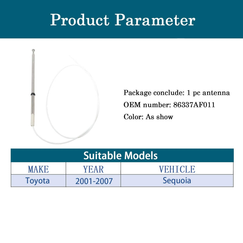 [AUSTRALIA] - Anina Power Antenna Mast Compatible with 2001-2007 Toyota Sequoia for AM/FM Radio Aftermarket Antenna Motor Replacement 86337AF011 Series 1 