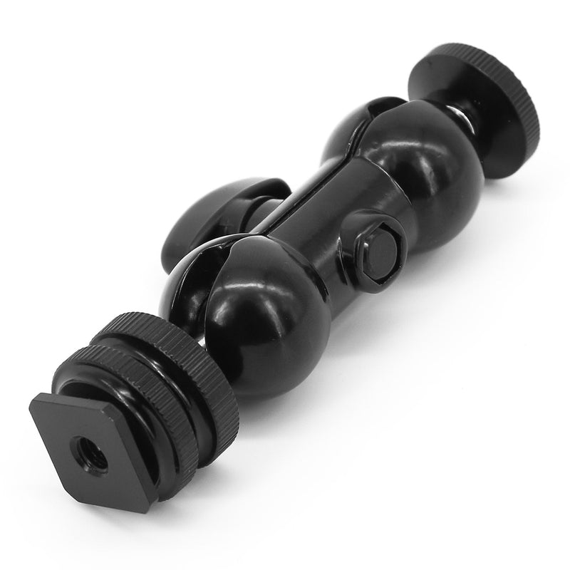 Ball Head Shoe Mount 1/4" Hot Shoe Mount Double Ballhead 1/4" Tripod Screw Multi-Function for LCD Monitors,Led Light,Microphone Ball Head Shoe Mount
