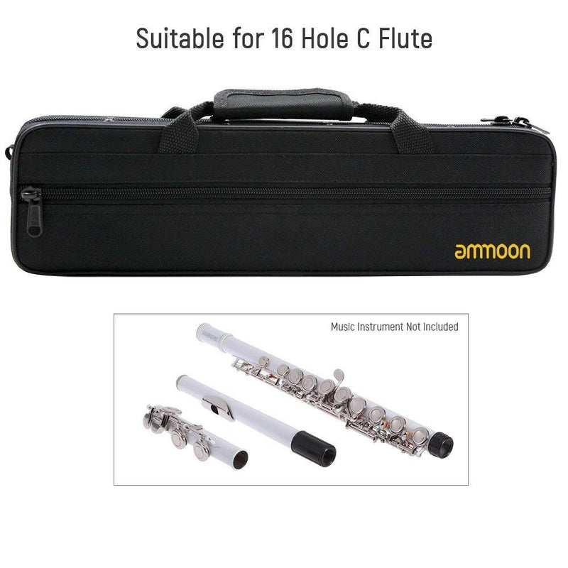 Andoer 16 Holes C Flute Case Gig Bag Backpack Box Water-resistant 600D Foam Cotton Padding Western Concert Flute with Adjustable Single Shoulder Strap