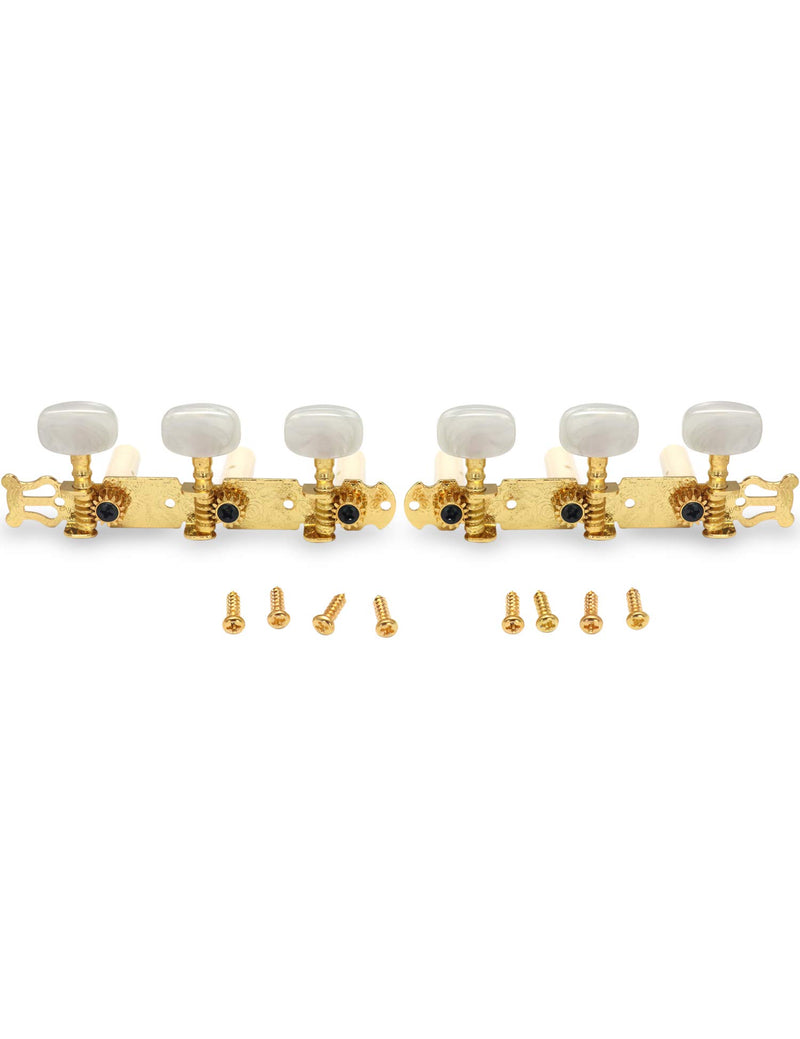 Metallor Guitar Tuning Pegs Gold Plated Machine Heads Tuning Keys Tuners Single Hole for Classical Guitar 3 on a Plank 3L 3R. G304