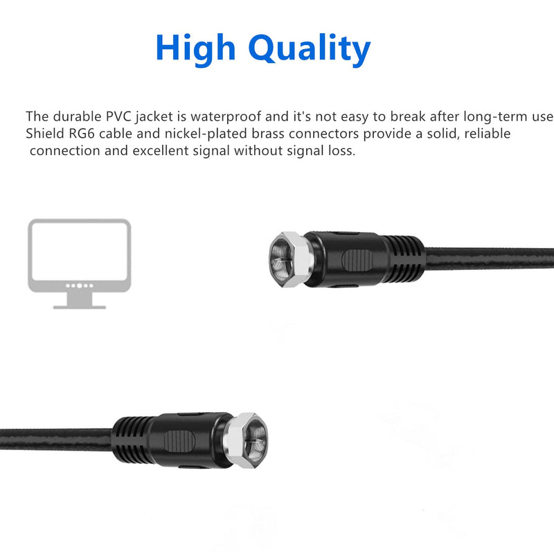 [AUSTRALIA] - Short Coaxial Cable, 1ft Coax Cable RG6 F Cord 75 Ohm with Coax Female to Female Coupler Adapter UIInosoo for AV, Cable TV, Antenna and Satellite Black 
