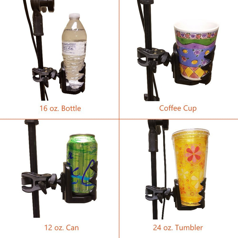 [AUSTRALIA] - Crescendo CR-25 Drink Bottle Holder - Cup Caddy - Water, Other Beverage - Mount Clamp Accessory for Mic Stand, Handle Bar, Pole, Music or Microphone Boom Stand 