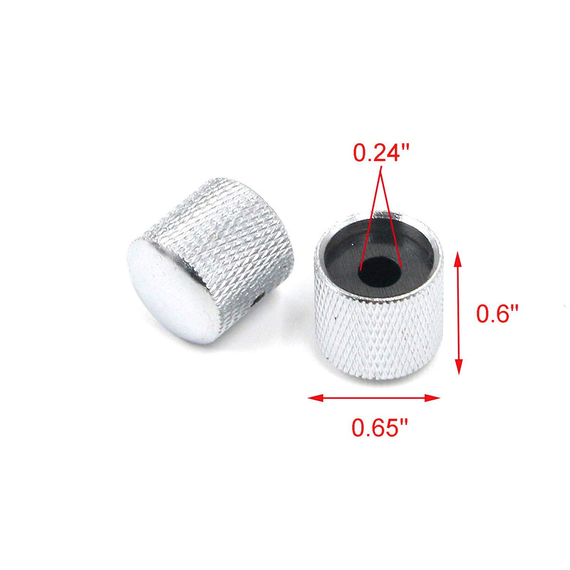 Geesatis 4 PCS Silver Metal Potentiometer Control Knobs Switch Volume Audio Electric Guitar Knobs Rotary Control Potentiometer Knob, with Hexagon Wrench, 0.6" Height x 0.65" Diameter