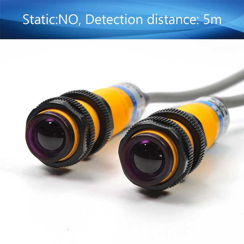 Fielect 2Pcs Photoelectric Sensors Through-Beam Detection Photoelectric Sensor Switch 200MA Detection Distance 5M 3/2 Wires E3F-5L+E3F-5DN1 Models : E3F-5L+E3F-5DN1