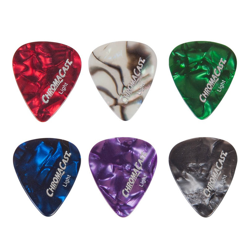 ChromaCast Pearl Celluloid Guitar Pick 50 Pack, Assorted Gauges (CC-CP-48PK) 50 Pick Sampler - Celluloid