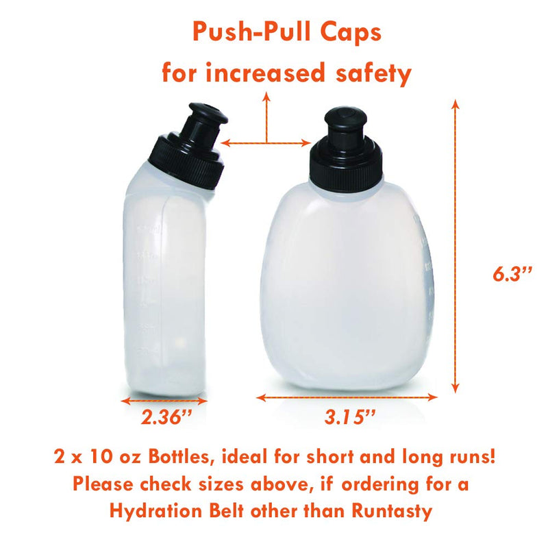 2x 10 oz BPA Free Water Bottles for the Runtasty Running Hydration Belt w/Touch Screen Cover! Full compatibility with most Running Fuel Belts and Fanny Packs on the Market!