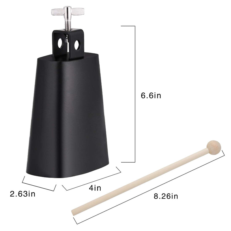 Eastrock 4 inch Metal Steel Cow Bell Noise Maker Cowbell Percussion Instrument with Handle Stick for Drum Set Kit Percussion 4”