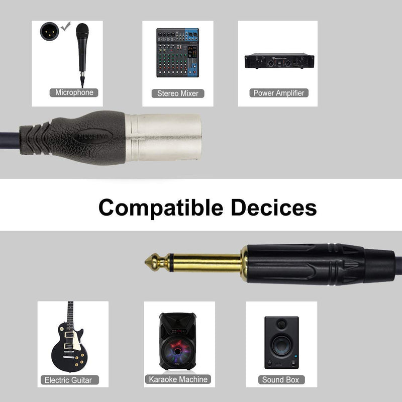 [AUSTRALIA] - NUOSIYA 10 feet XLR Y-Splitter Cable, XLR Male to Dual 1/4" TS Mono Y-Type Microphone Cable, 6.35mm ts Balanced Microphone Cable, for Microphones and Audio Equipment (2 Pack) 10-Feet -M 