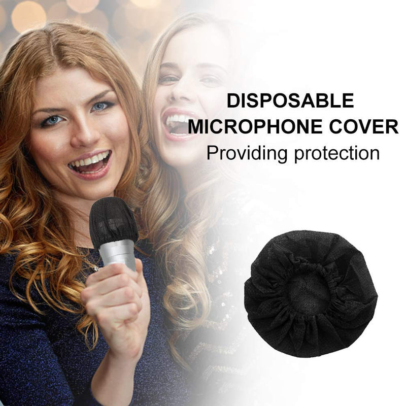 200Pcs Disposable Microphone Cover Handheld Microphones Protective Cap Karaoke Mic Filter Windscreen for KTV Wedding Home Karaoke Bar News Interview (Black) black