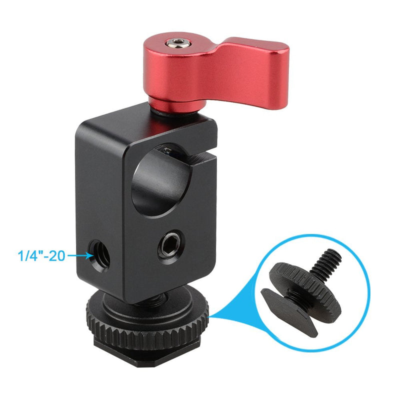 CAMVATE Camera Hot Shoe Mount Articulated with 15mm Rod Clamp Have 1/4"-20 Screw Hole to Attach DIY Accessories