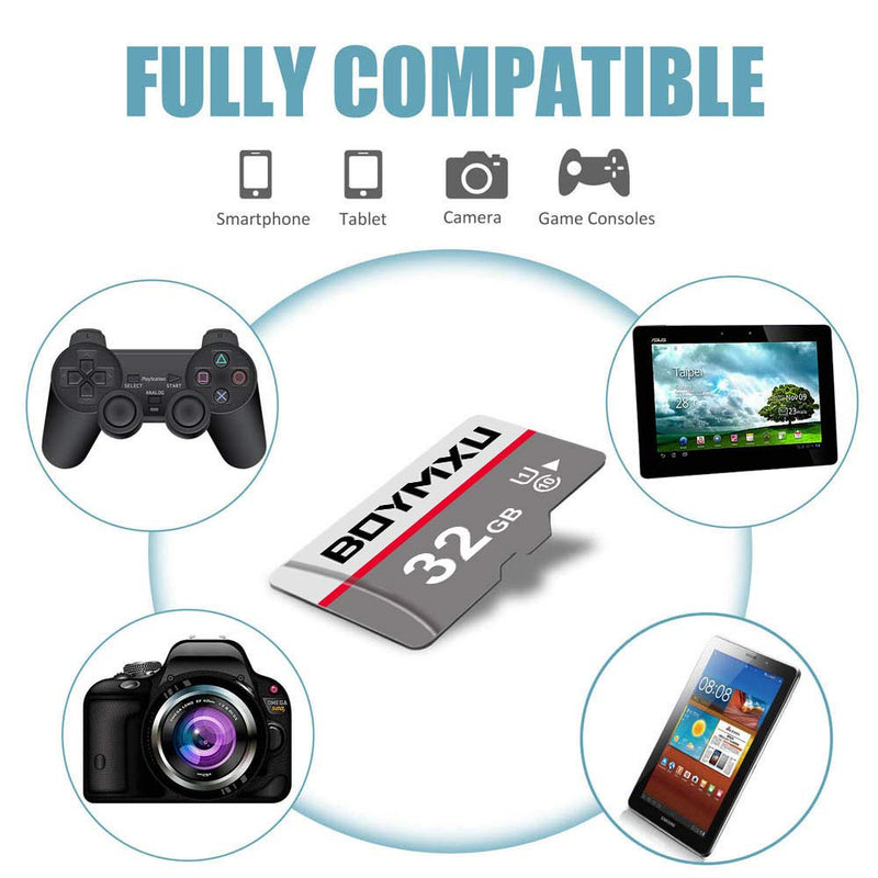 TF Memory Card 32GB,BOYMXU TF Card with Adapter,High Speed Memory Card Class 10 TF Card Memory Card for Phone Camera Computer-Update 32GB-GRAY