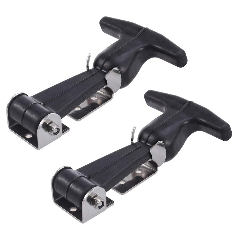 Baluue Catch Flexible T-Handle Hasp Elastic Stainless Steel Rubber Hood T-Handle Draw Latches T-Handle Hasp with Brackets for Tool Box, 2pcs