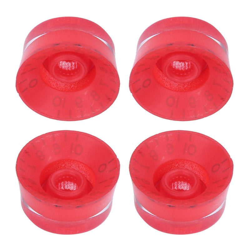 4Pcs Electric Guitar Knobs,Acrylic Bass Electric Guitar Volume Control Potentiometer Hat Guitar Accessories Multiple Colors Clear Prints(red-black) red-black