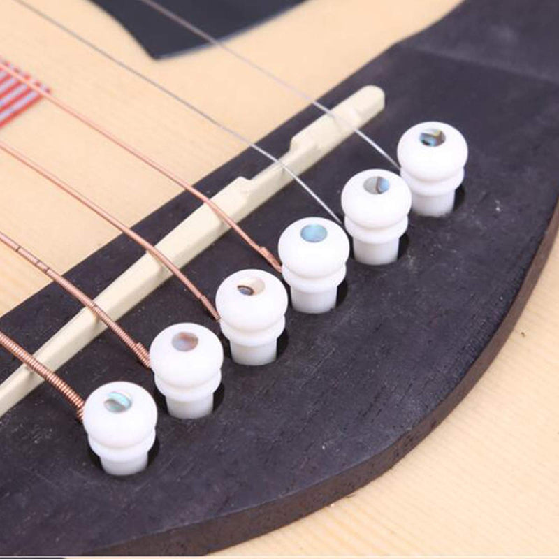 Guitar Bridge Pins Inlaid Abalone Dot, Bridge Saddle and Nut, Made of Real Bones, for 6 String Acoustic Guitar