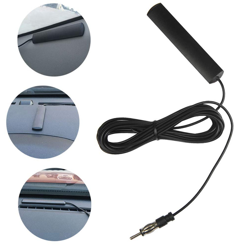 QLOUNI Car Antenna Car Stereo FM Radio Antenna - Car Adhesive Mount Hidden Patch Antenna with 5.5 Yard SMA Antenna Connector Cable - for Vehicle Truck SUV Car