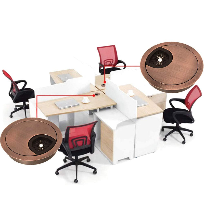 Mesee 4 Pieces Desk Grommet Kit, 50mm Metal Cable Grommet Cap Table Grommets Desk Surface Wire Cord Round Hole Cover for Home & Offive Computer Desktop