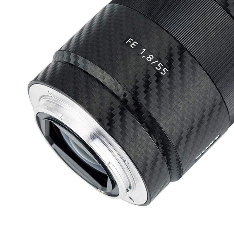 Anti-Scratch Lens and Lens Hood Cover Skin Sticker Protector Film for Sony FE 55mm F1.8 ZA SEL55F18Z Lens & ALC-SH131 Lens Hood Skin Guard Shield - Carbon Fiber Pattern