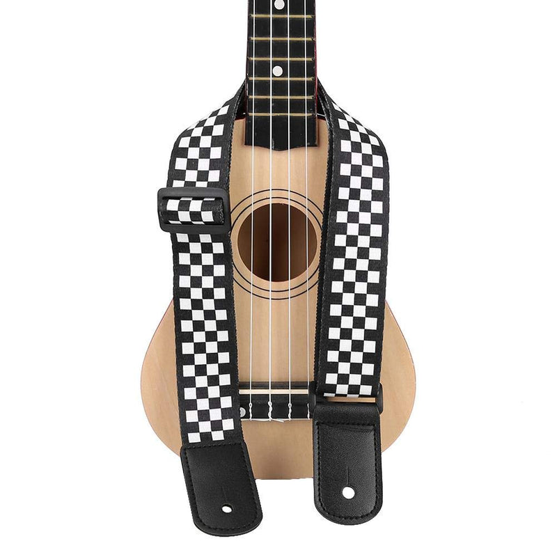 Bnineteenteam Guitar Shoulder Strap, Black and White Squares Pattern Adjustable Guitar Shoulder Strap Accessory for Ukulele 4 String Musical Instruments