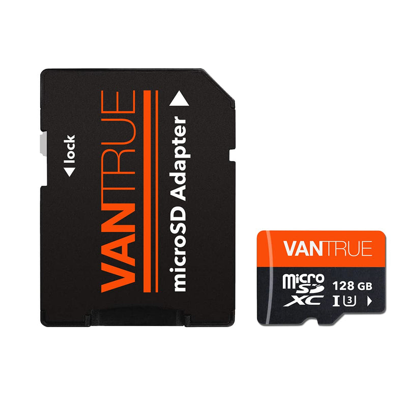 Vantrue 128GB U3 microSDXC UHS-I 4K UHD Video Monitoring Memory Card with Adapter for Dash Cams, Body Cams, Action Camera, Other Surveillance & Security Cams Vantrue 128GB microSD Card