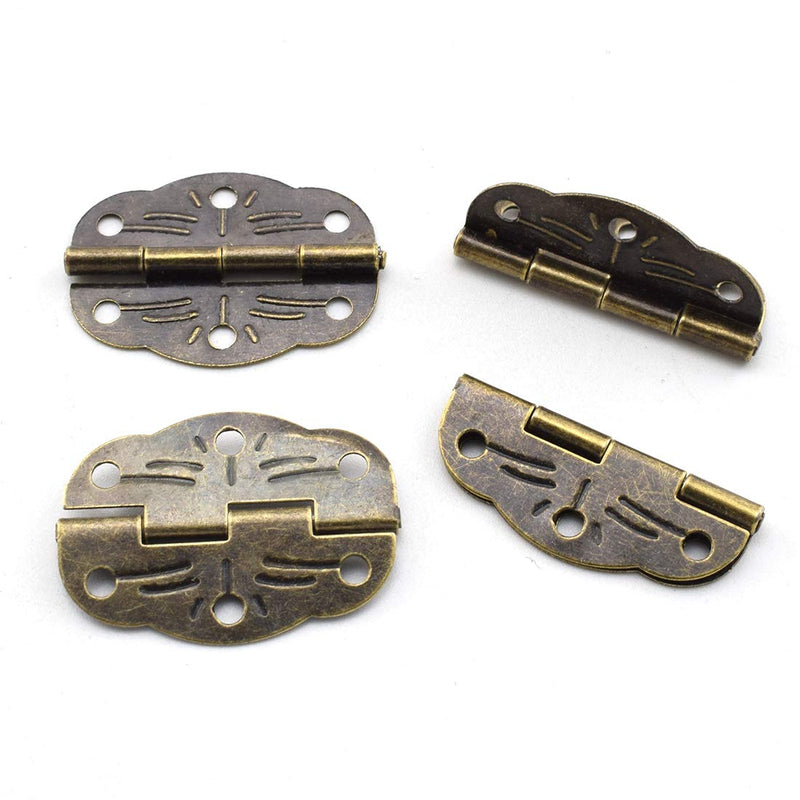 [AUSTRALIA] - SDTC Tech Antique Butterfly Pattern Round Hasp Latch with Padlock Hole and Oval Hinges for Repairing or Decorating Jewelry Box Cabinet Drawer (2X Hasp + 4X Hinges) 