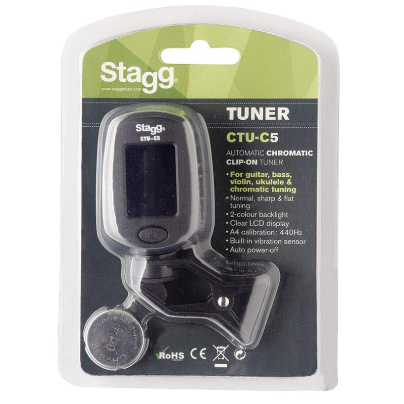 [AUSTRALIA] - Stagg CTU-C5 BK Backlit Clip-On Chromatic Tuner 