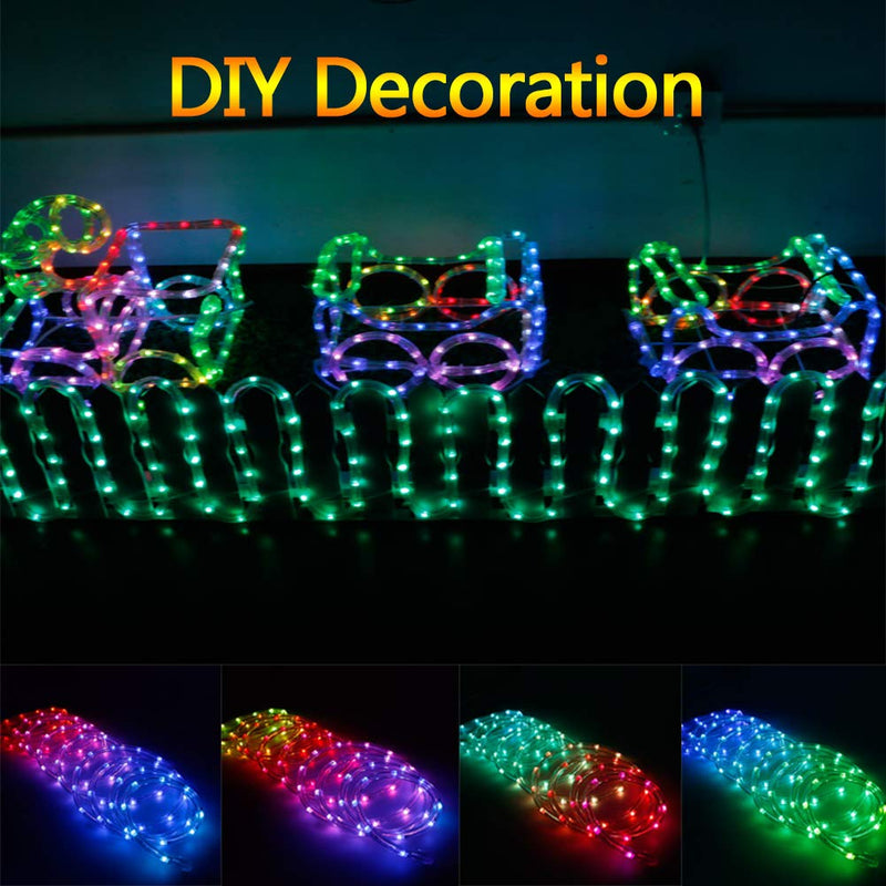 Outdoor Rope Lights Mains Powered Waterproof,16.4ft 100 LED Fairy String Lights Indoor,256 Colors 8 Modes Remote Control Christmas Lighting for Bedroom Garden Party