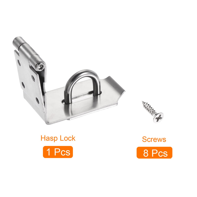 MECCANIXITY 5 Inch Stainless Steel 90 Degree Heavy Door Latch Hasp Lock Padlock Clasp with Screws for Cabinet Closet, Silver