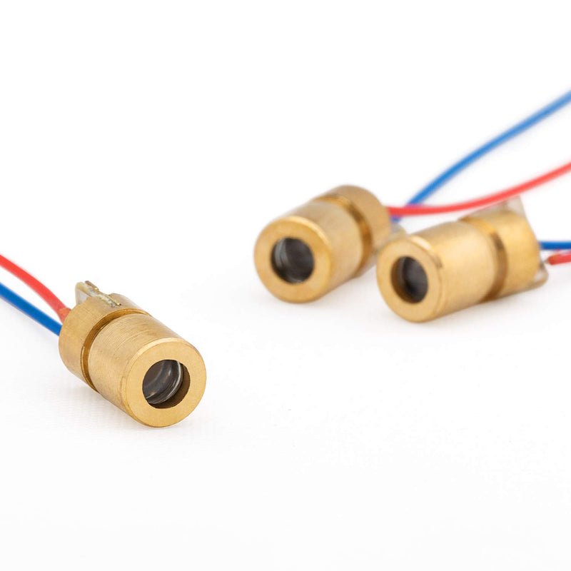PAGOW 20 Pack Mini Red Dot Laser Head, 5V 650nm 5mW Red Laser Diode Laser Tube with Leads Head Outer Diameter 6mm
