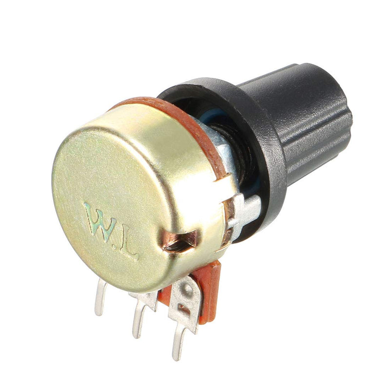 uxcell 15Pcs 10K Ohm Variable Resistors Single Turn Rotary Carbon Film Taper Potentiometer with Knobs