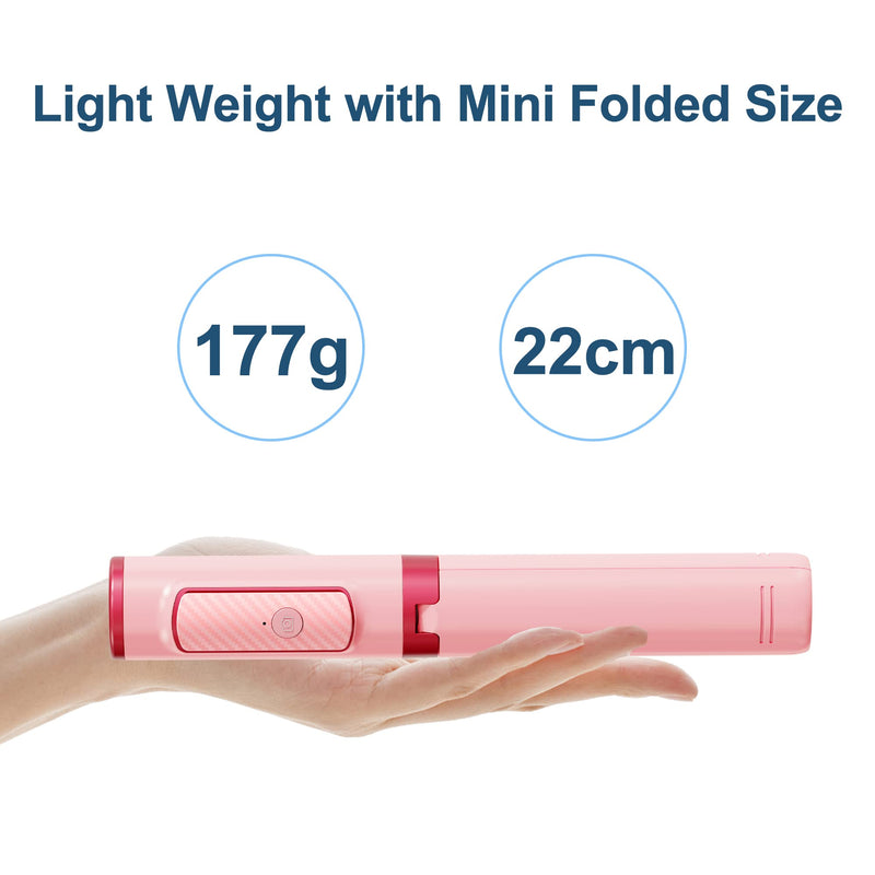 COLORLIZARD CellphoneTripod with Remote, Aluminum Alloy Selfie Stick Tripod, Best Foldable Mini Extendable Tripod Stand 270° Rotation Compatible with iPhone/Android Travel Essentials (Pink) Pink