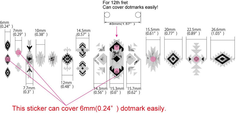 Inlay Sticker Fret Markers for Guitars - Native American Style Ethnic Pattern - Natural, F-294NA-NA