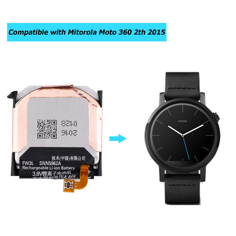 E-YIIVIIL SNN5962A FW3L Replacement Battery Compatible with Moto 360 2nd-Gen 2015 Smart Watch 46mm with Toolkit