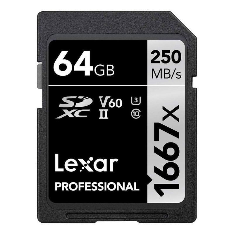 Lexar Professional SDHC/SDXC 1667x UHS-II 64GB Memory Card 2 Pack (LSD64GCBNA1667)