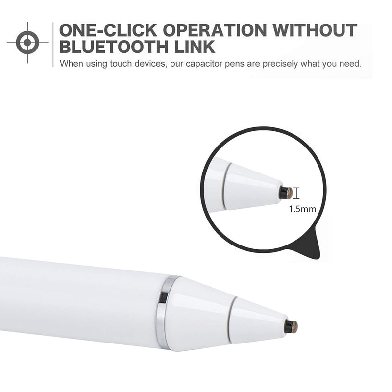MENKARWHY Active Stylus Digital Pen for Touch Screens, Rechargeable 1.5mm Fine Point Stylus Smart Pencil Compatible with Most Tablet with Glove (White), (E8910BT) White