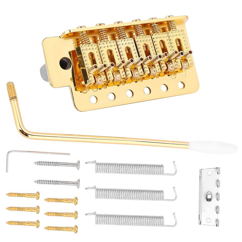 Guitar Tremolo Bridge, Tremolo System with Roller Single Locking Vibrato Bridge Tailpiece for ST Guitar (Gold)