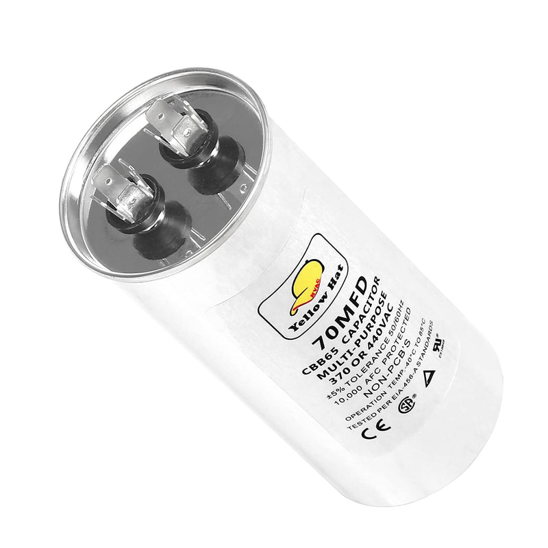 Capacitor for Air Conditioner 70 uf MFD 370 or 440 Volt VAC, Multi-Purpose Round Capacitor-5 Year Warranty 70MFD