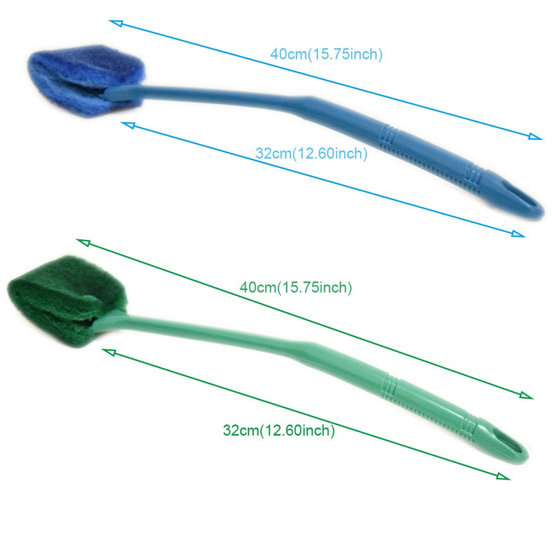 FOONEA Aquarium Double Sided Sponge Cleaning Brush Cleaner Scrubber 2 Packs One Set Blue and Green Brushs