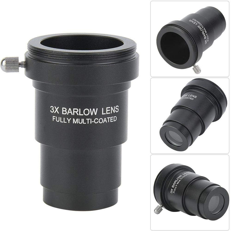 1.25 inches 3X Barlow Lens Fully Black Multi Coated with M42x0.75mm Thread for Standard Telescope Eyepiece Astronomy Accessory
