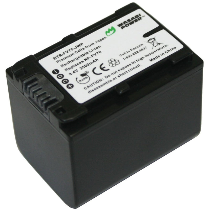 Wasabi Power Battery for Sony NP-FV70 and Sony DCR-SR15, SR21, SR68, SR88, SX15, SX21, SX44, SX45, SX63, SX65, SX83, SX85, FDR-AX100, HDR-CX105, CX110, CX115, CX130, CX150, CX155, CX160, CX190, CX200, CX210, CX220, CX230, CX260V, CX290, CX300, CX305, C...