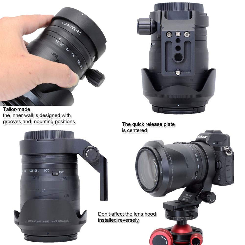 iShoot Lens Collar Tripod Mount Ring Compatible with Nikon Z 24-200mm f/4-6.3 VR & DX 50-250mm f/4.5-6.3 VR, Lens Support Holder Bracket Bottom is Arca-Swiss Fit Quick Release Plate Dovetail Groove