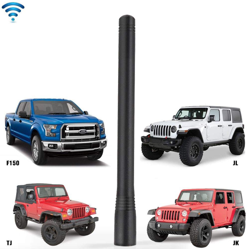 RT-TCZ Short Antenna for Jeep Wrangler JK/JL/TJ and Ford F150, 7.5 inches Antenna Designed for Optimized FM/AM Reception