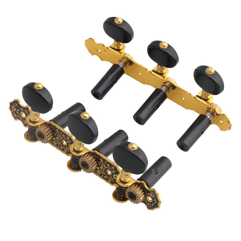 lovermusic Lovermusic Black Gold 1 Left 1 Right Classical Guitar-String Tuning Pegs Tuners Machine Heads Ratio 1:18