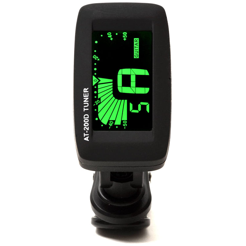 Elagon (AT-200D) New Great Looking Black Matt Finish Clip-On Chromatic Tuner for All Electric and Acoustic Guitars, Bass, Ukulele, Violin - Including All Non-Standard Tuning, as Well as ALL Other Types of Instruments Using the Chromatic Mode. Multi-Col...
